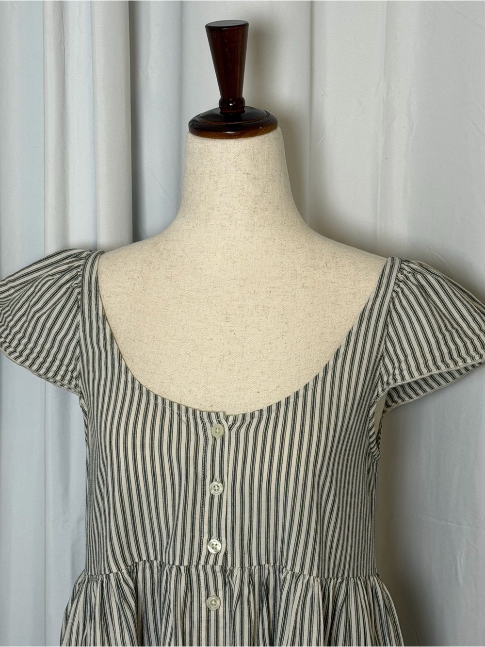 The Great Flutter Cami Dress Gray Stripe Cotton Midi Button Front Pocket 1 Small - Picture 6 of 16